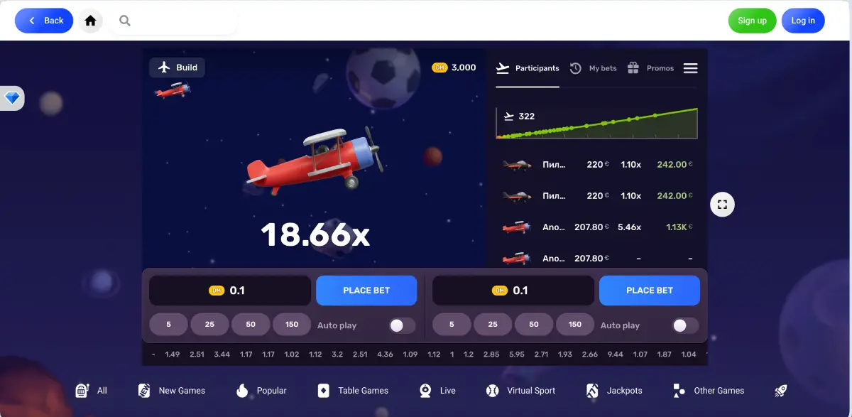 Aviatrix game screen with red plane reaching 18.66x multiplier