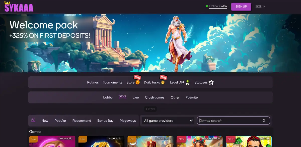 Sykaaa casino game lobby showing Aviatrix among popular crash titles